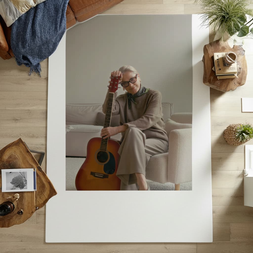 abla ve gitar Desenli Halı en Görünüm 3