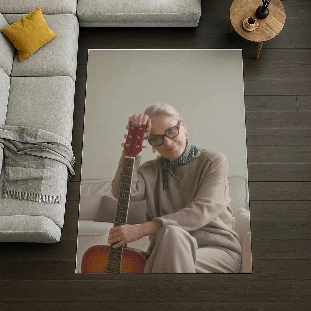 abla ve gitar Desenli Halı en Görünüm 2